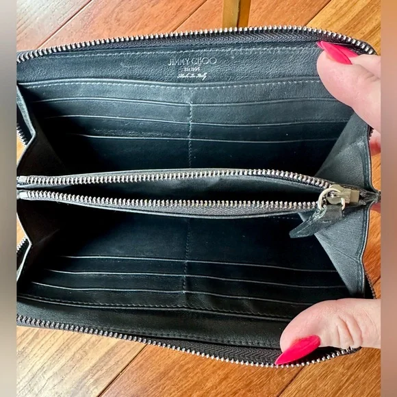 Jimmy Choo Filipa Star-Studded Zip-Around Long Leather Wallet - Picture 11 of 13